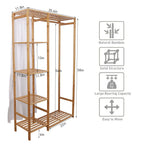 Bamboo Wood Clothing Garment Rack with Shelves Clothes Hanging Rack Stand for Child Kids Adults Cloth Shoe Coat Storage Organize