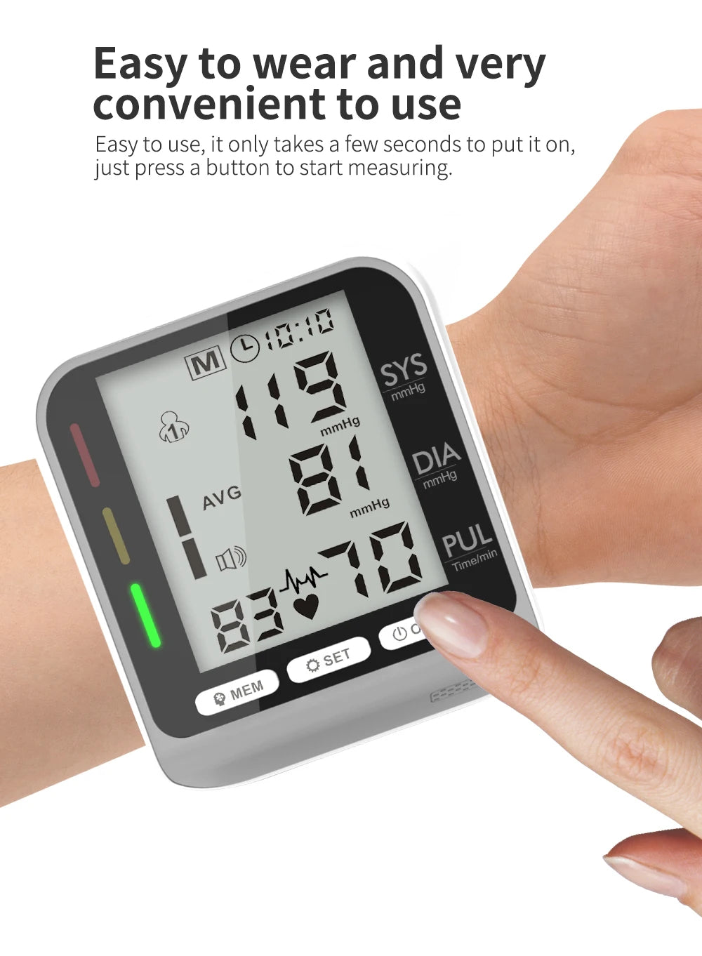 Tensiometer Or Finger Oximeter Medical Digital Blood Pressure Monitor Heart Rate Pulse Meter Household Automatic Tonometer