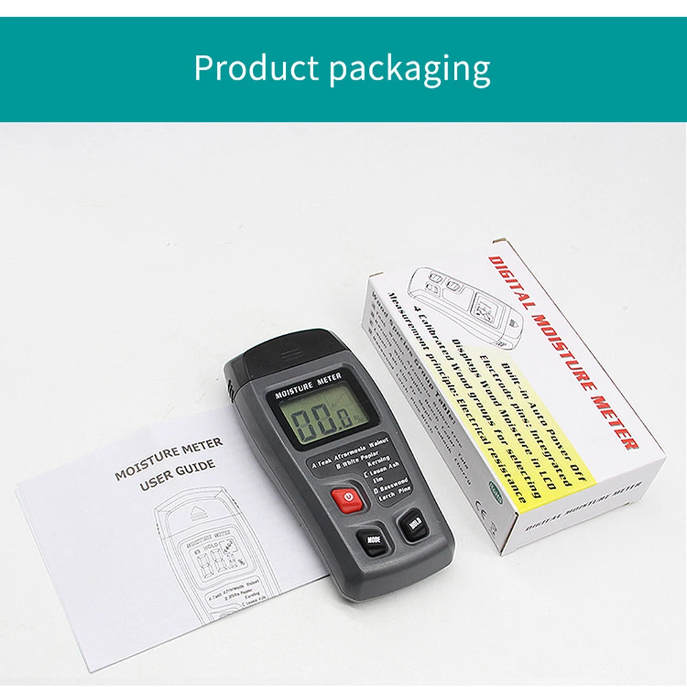 BSIDE Digital Wood Moisture Meter Professional Timber Damp Tester Handheld Hygrometer Lumber Detector EMT01 with HD LCD Display