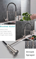 Rozin Matte Black Kitchen Faucet Deck Mounted Mixer Tap 360 Degree Rotation Stream Sprayer Nozzle Kitchen Sink Hot Cold Taps