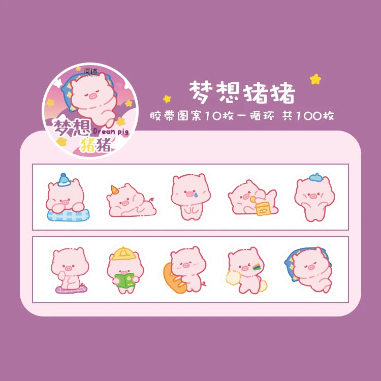 100 pcs Kawaii Cloud Zoo Masking Washi Tape Cute Cat penguin Decorative Adhesive Tape Decora Diy Scrapbooking Sticker Label