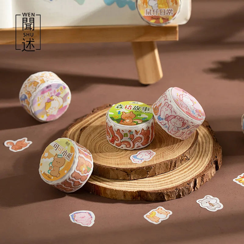 100 pcs Kawaii Cloud Zoo Masking Washi Tape Cute Cat penguin Decorative Adhesive Tape Decora Diy Scrapbooking Sticker Label