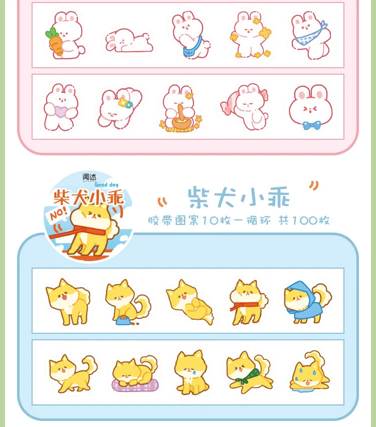 100 pcs Kawaii Cloud Zoo Masking Washi Tape Cute Cat penguin Decorative Adhesive Tape Decora Diy Scrapbooking Sticker Label