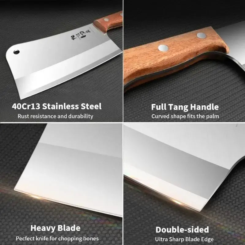 Heavy-Duty Butcher's Bone Cutting Knife-Thick Blade for Effortless Chopping, Large Bones-Professional-Grade Quality for Home Use - Nexvibe