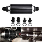 High Flow Inline Fuel Filter 100 Micron Cleanable 6AN 8AN 10AN Adapter Universal