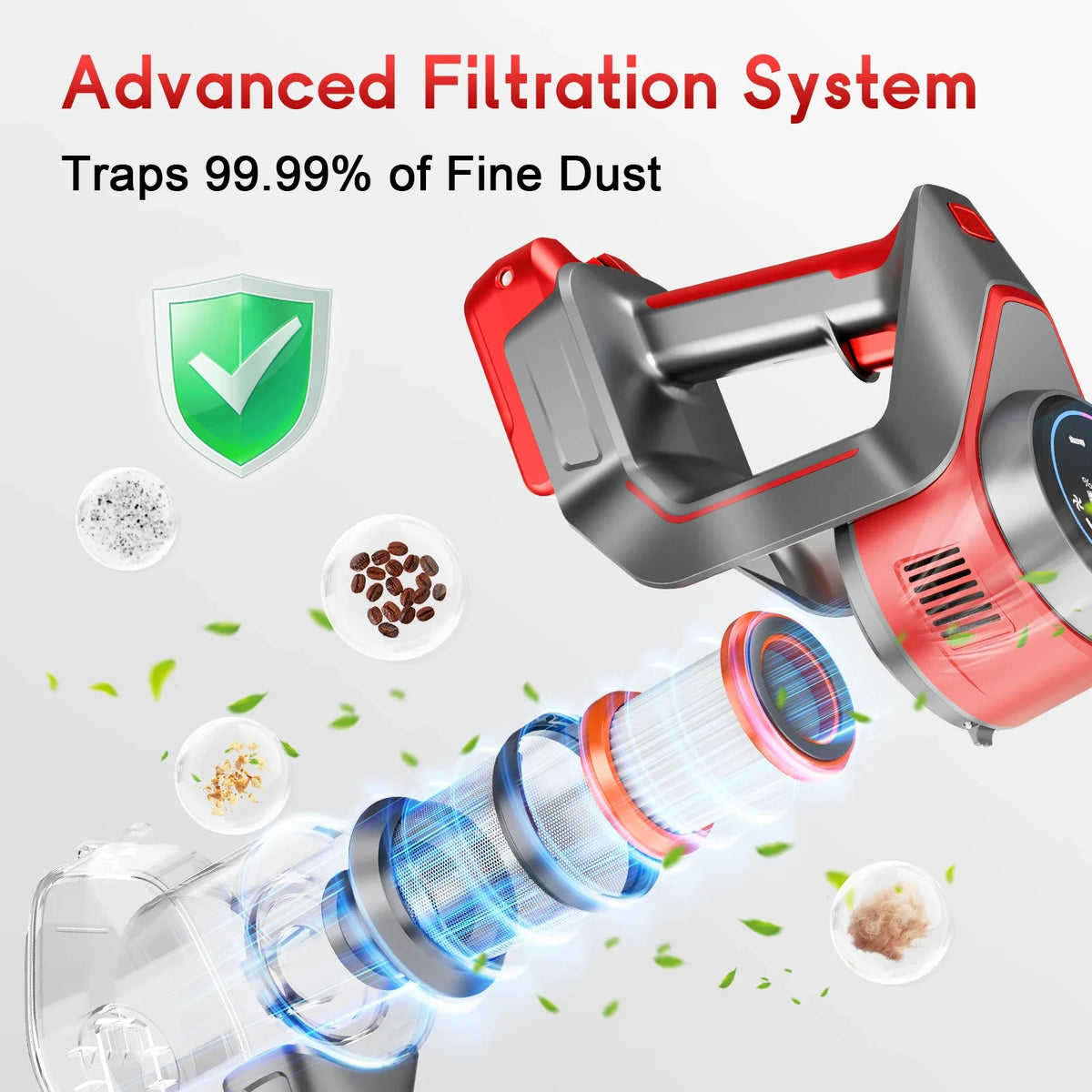 Honki Cordless Vacuum Cleaner 78KPA 45Mins 6*2200mAh Lightweight Stick Vacuum Cleaner for Home Hardwood Floor Carpet