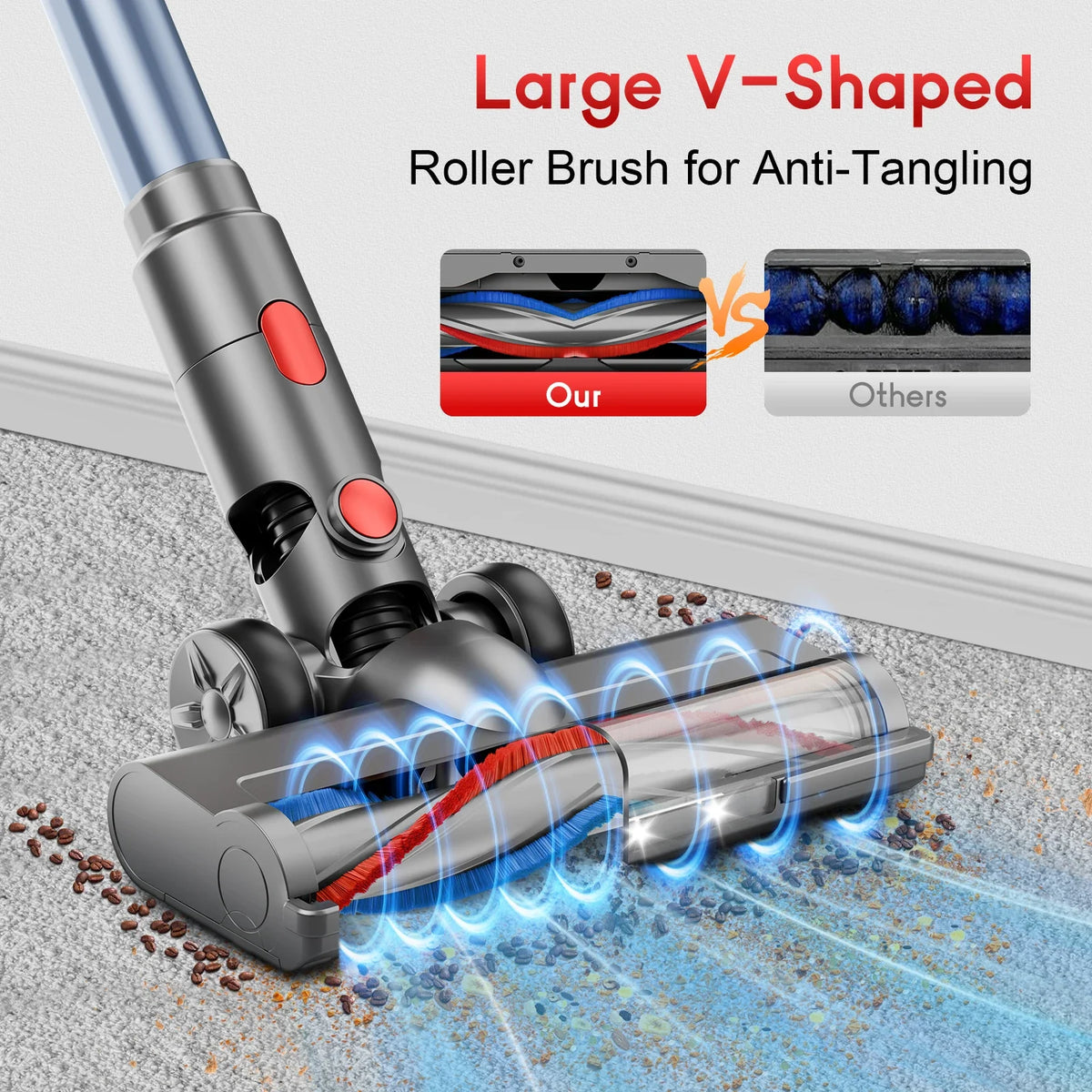 Honki Cordless Vacuum Cleaner 78KPA 45Mins 6*2200mAh Lightweight Stick Vacuum Cleaner for Home Hardwood Floor Carpet
