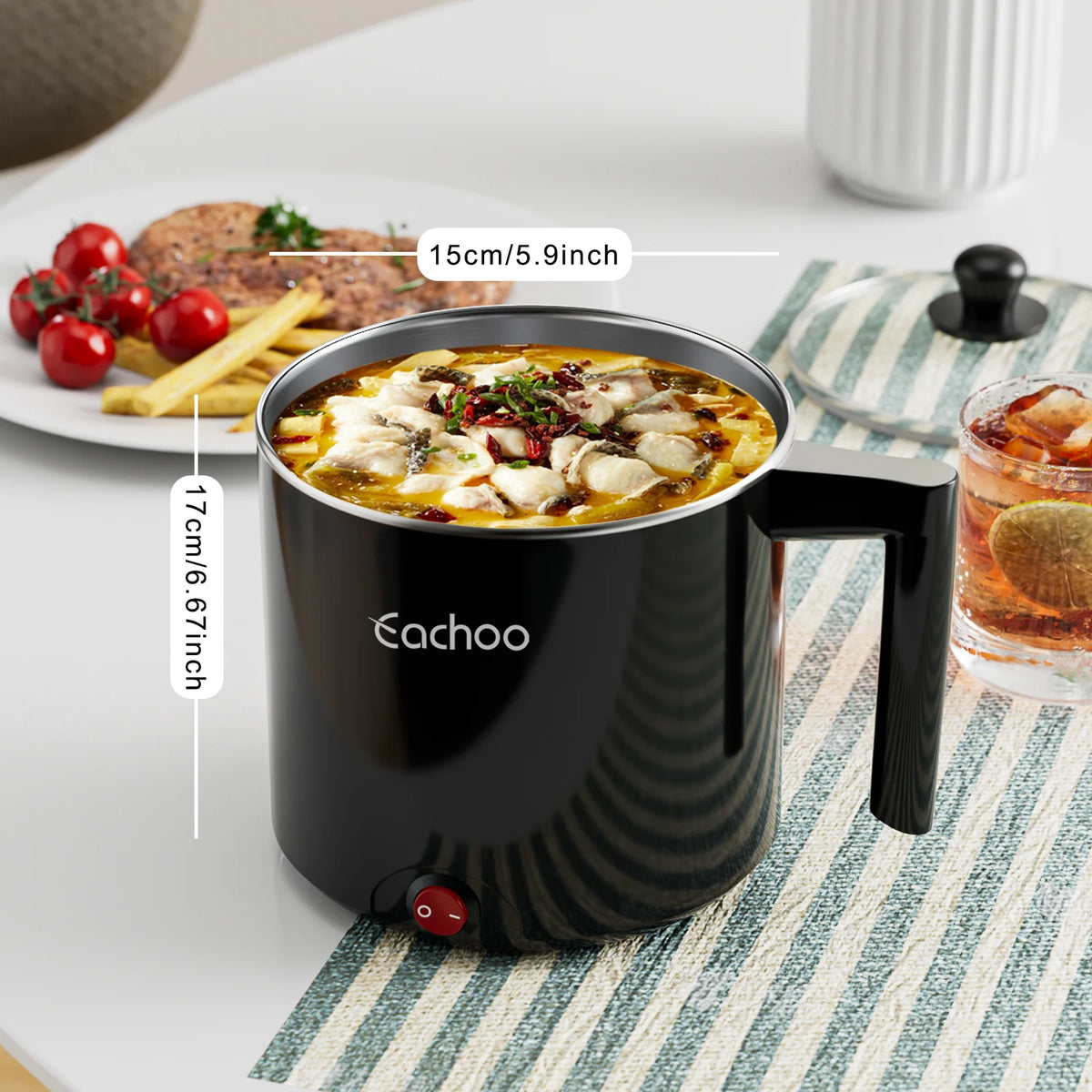 Hot Pot Electric 1.5L Non-Stick Saucepan Versatile Electric Cooker For Noodles Steaks Eggs & Pasta Quick-Cook Option
