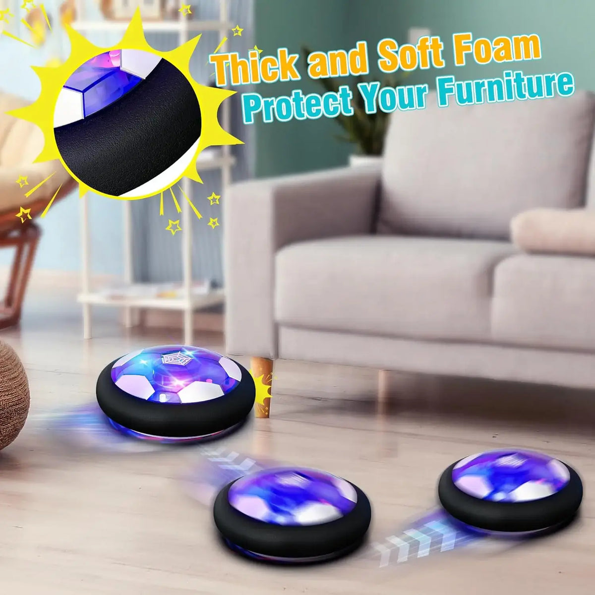 Hover Soccer Ball Kids Toy With Protective Foam Bumper And Colorful LED Lights ForBoys And Girls  (Battery supply) - Nexvibe