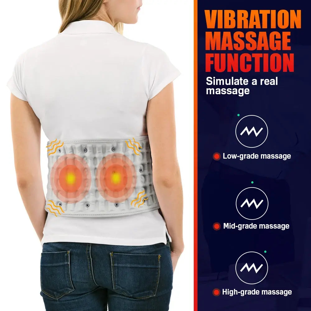 Inflatable Decompression Belt with Rechargeable Battery Inflatable Lumbar Traction Device Heating Waist Massage Back Pain Relief - Nexvibe