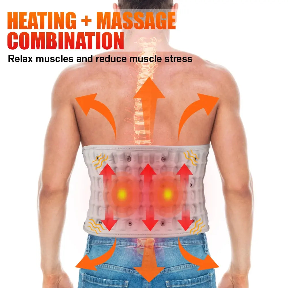 Inflatable Decompression Belt with Rechargeable Battery Inflatable Lumbar Traction Device Heating Waist Massage Back Pain Relief - Nexvibe