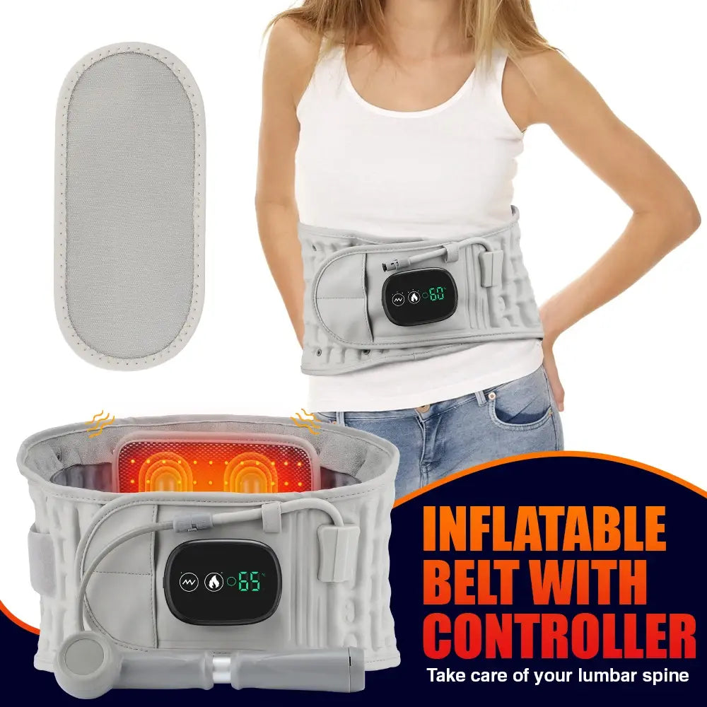 Inflatable Decompression Belt with Rechargeable Battery Inflatable Lumbar Traction Device Heating Waist Massage Back Pain Relief - Nexvibe