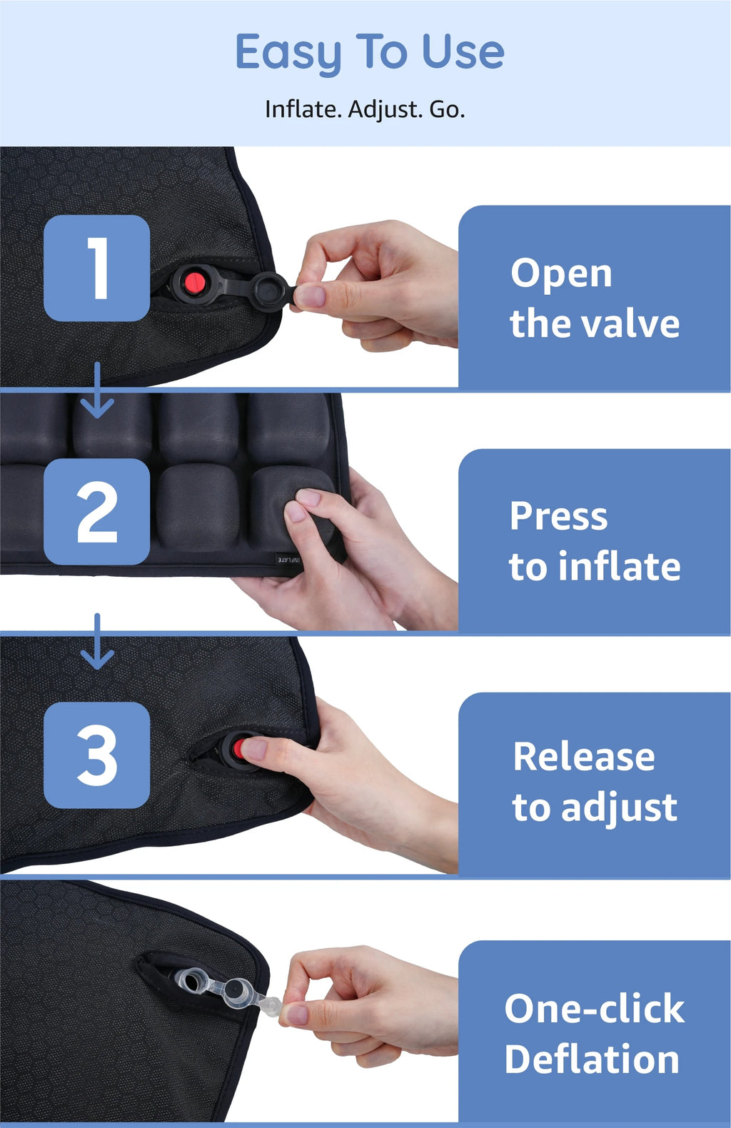 Inflatable Seat Cushion 3D Air Seat Cushion Inflatable Chair Pad for Office Chair Wheelchair
