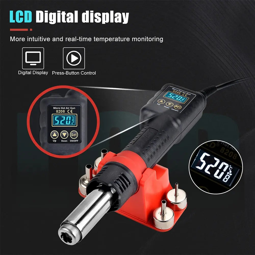 JCD 750W Micro Heat Gun Rework Soldering Air Station LCD Digital Hair Dryer 220V 110V For BGA SMD Hot Air Soldering