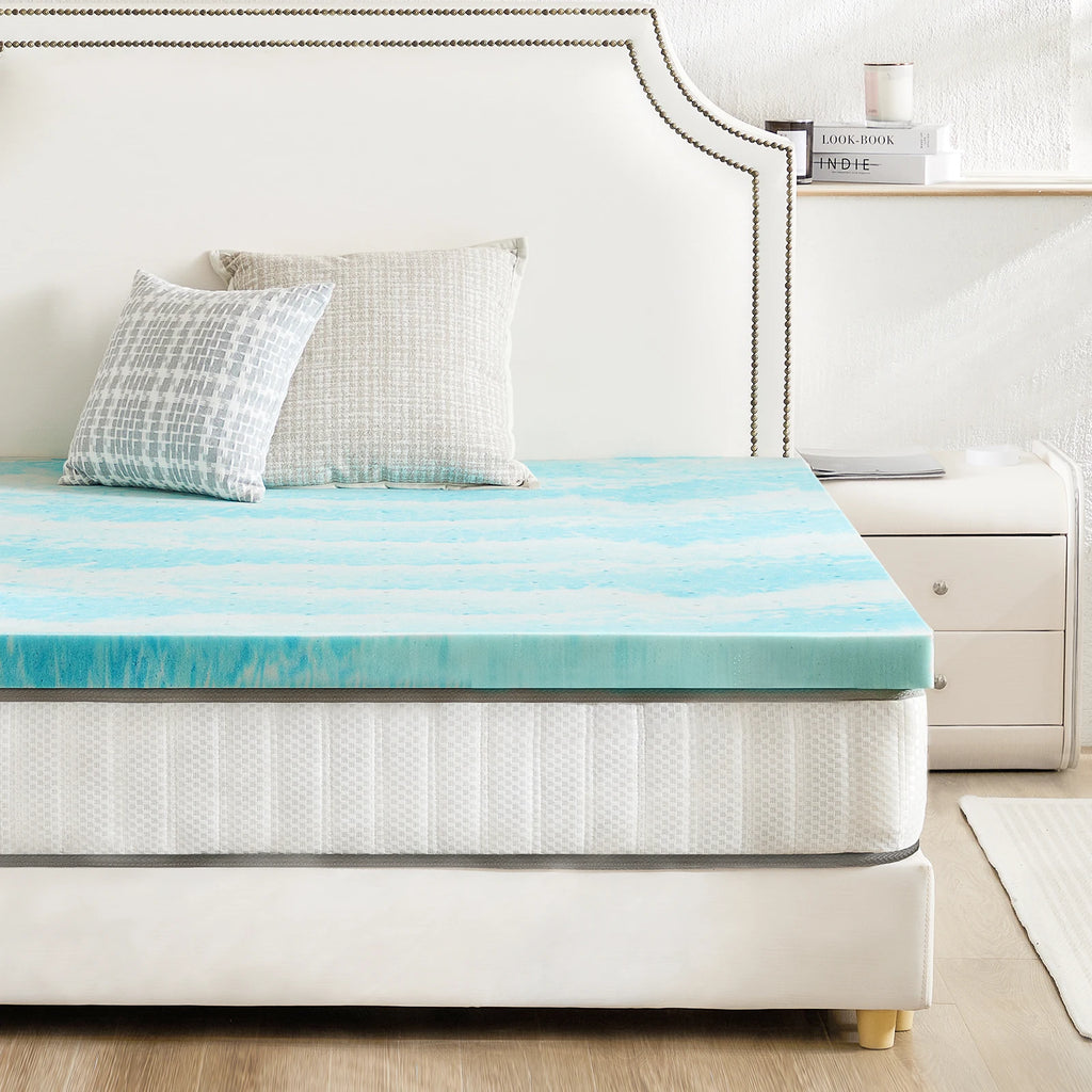 JHK 2-3 Inch Memory Foam Mattress Topper Queen Size Thick Gel Cooling Mattress Soft and Breathable Bed Topper Bedroom