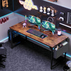 JHK 31IN to 55IN Computer Office Desk Writing Study Office Gaming Table with Storage Bag Metal Frame Wood Tabletop Easy