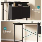 JHK 31IN to 55IN Computer Office Desk Writing Study Office Gaming Table with Storage Bag Metal Frame Wood Tabletop Easy