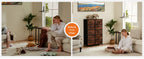 JHK Bedside Table For Bedroom With 10 Fabric Drawers Wardrobe Steel Frame Closet For Storage Cabinet Living Room