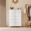 JHK Bedside Table For Bedroom With 10 Fabric Drawers Wardrobe Steel Frame Closet For Storage Cabinet Living Room