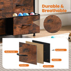 JHK Bedside Table For Bedroom With 10 Fabric Drawers Wardrobe Steel Frame Closet For Storage Cabinet Living Room