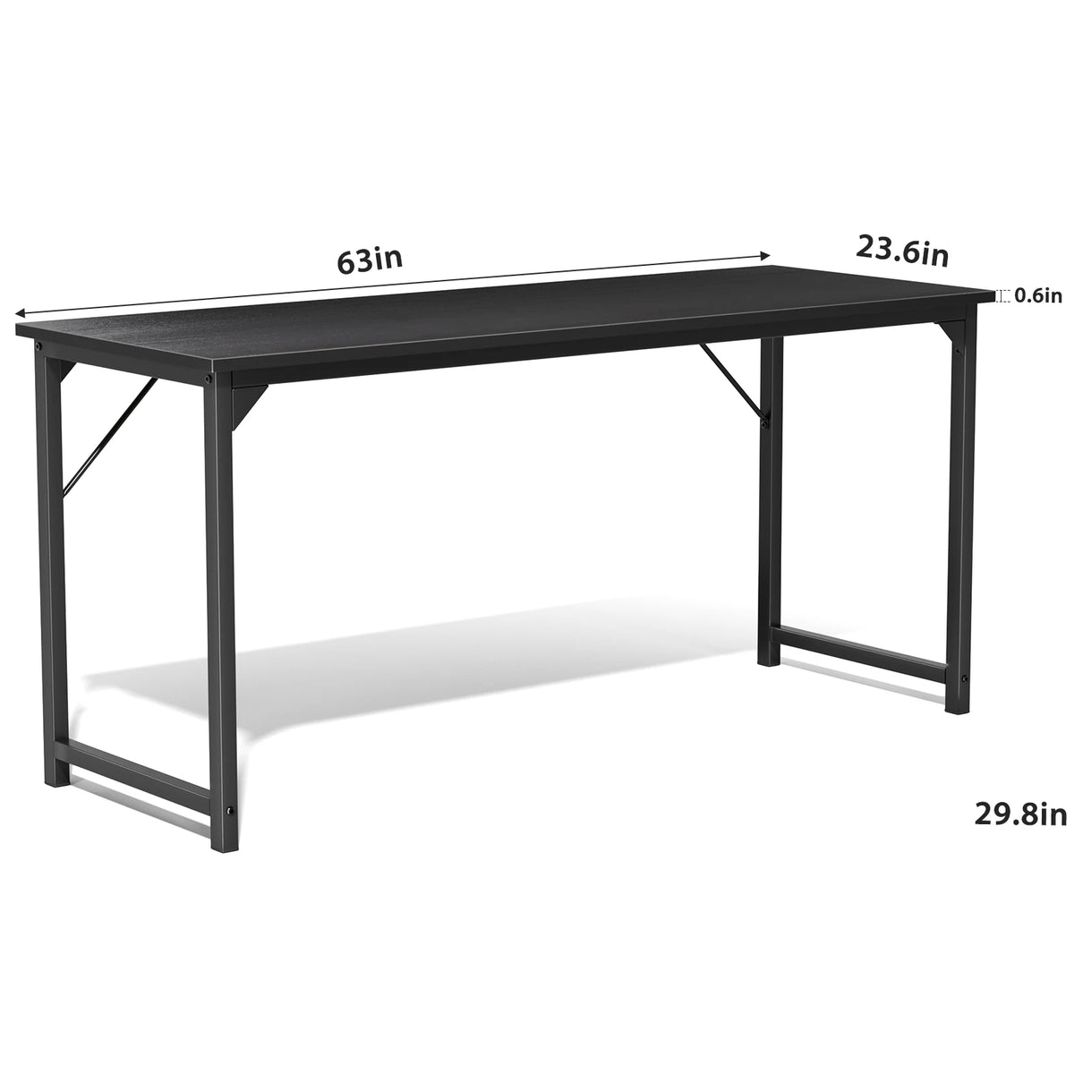 JHK Computer Office Desk Writing Study Office Gaming Table Modern Simple Style Compact Metal Frame Wood Tabletop Easy