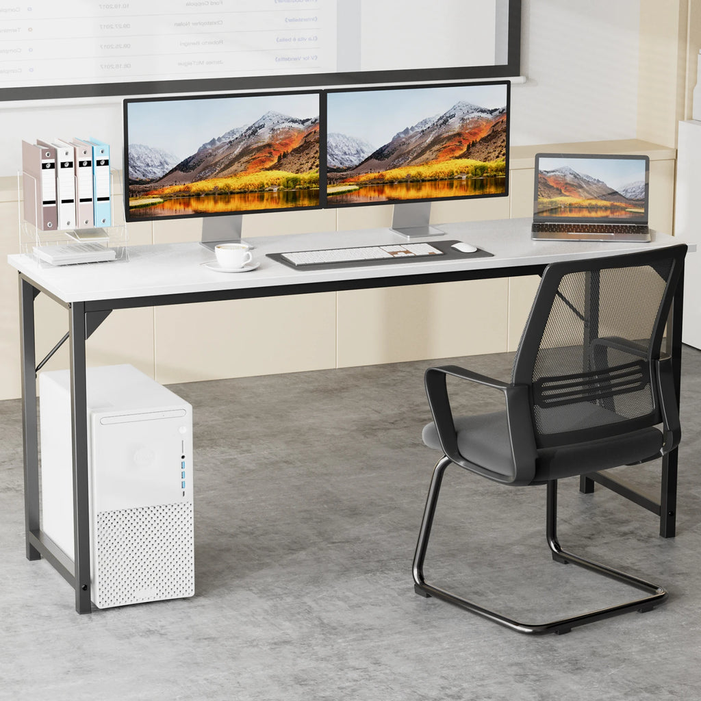 JHK Computer Office Desk Writing Study Office Gaming Table Modern Simple Style Compact Metal Frame Wood Tabletop Easy