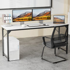 JHK Computer Office Desk Writing Study Office Gaming Table Modern Simple Style Compact Metal Frame Wood Tabletop Easy