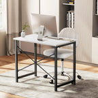 JHK Computer Office Desk Writing Study Office Gaming Table Modern Simple Style Compact Metal Frame Wood Tabletop Easy