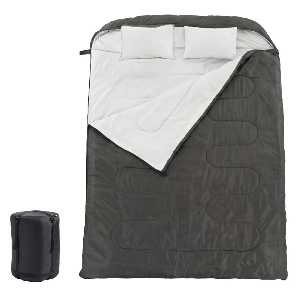 JHK Double Sleeping Bag for Adults with Pillow Lightweight 3 Season Portable Compact Sleeping Bag for 2 Person Hiking