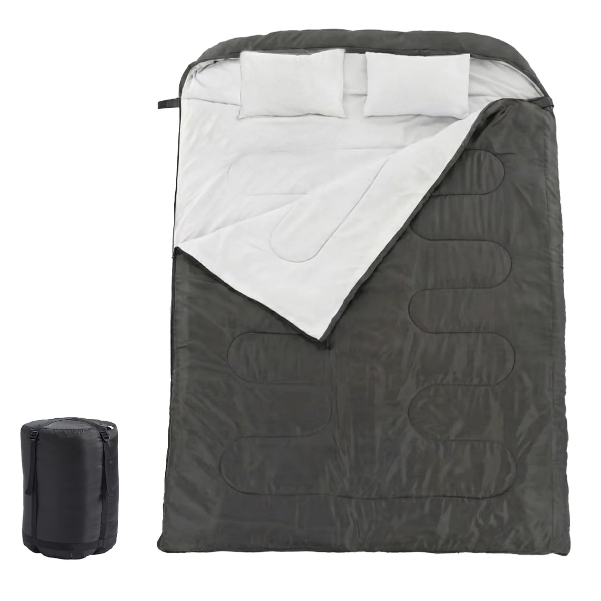 JHK Double Sleeping Bag for Adults with Pillow Lightweight 3 Season Portable Compact Sleeping Bag for 2 Person Hiking