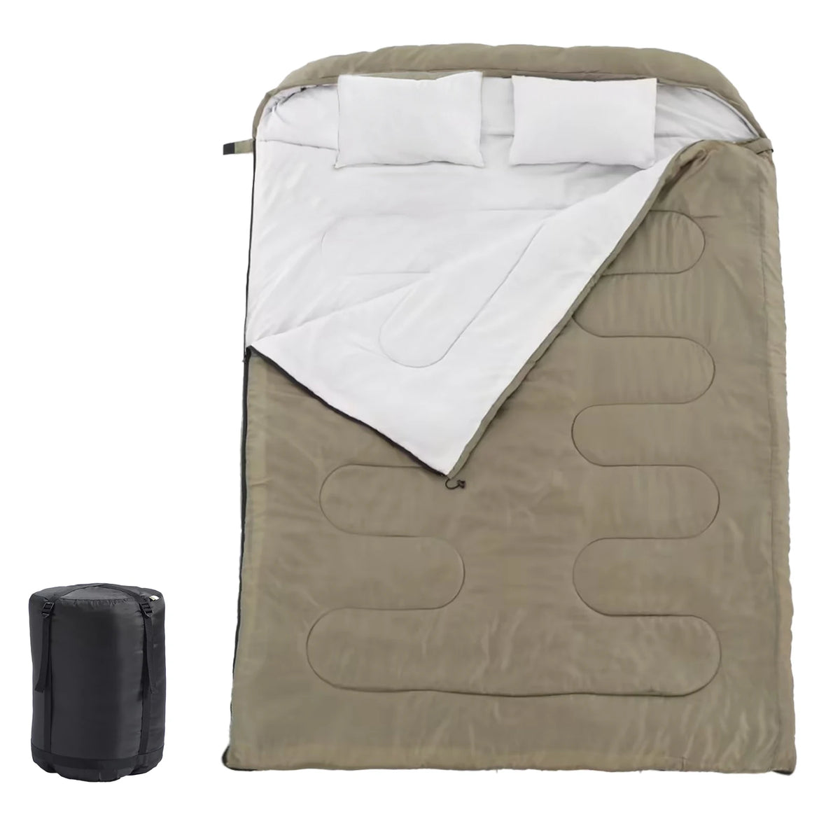 JHK Double Sleeping Bag for Adults with Pillow Lightweight 3 Season Portable Compact Sleeping Bag for 2 Person Hiking