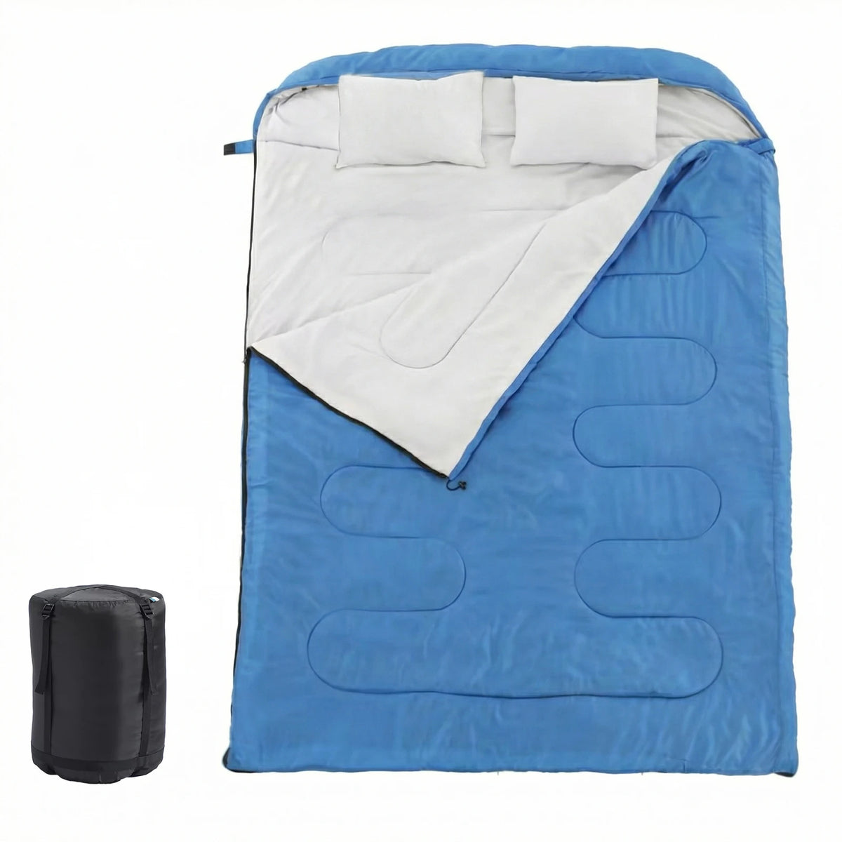 JHK Double Sleeping Bag for Adults with Pillow Lightweight 3 Season Portable Compact Sleeping Bag for 2 Person Hiking