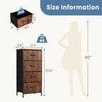 JHK Dresser For Bedroom With 4 Fabric Drawers Nightstand Wardrobe Steel Frame Closet For Clothes Storage Cabinet