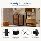 JHK Dresser For Bedroom With 4 Fabric Drawers Nightstand Wardrobe Steel Frame Closet For Clothes Storage Cabinet
