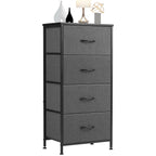 JHK Dresser For Bedroom With 4 Fabric Drawers Nightstand Wardrobe Steel Frame Closet For Clothes Storage Cabinet