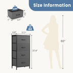 JHK Dresser For Bedroom With 4 Fabric Drawers Nightstand Wardrobe Steel Frame Closet For Clothes Storage Cabinet
