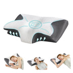 JHK Ergonomic 23.6’’ Largex13.8’’ Wide Cervical Neck Pillow Memory Foam Pillow with Cooling Pillowcase Cervical Contour