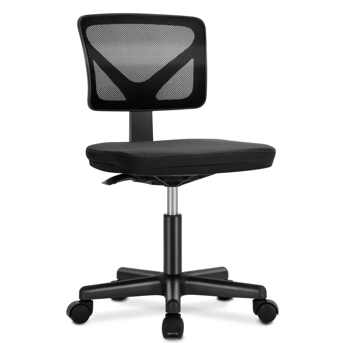JHK Mesh with Lumbar Support Armless Office Chair Low Back with Wheels Adjustable Height 360° Rolling Swivel Computer