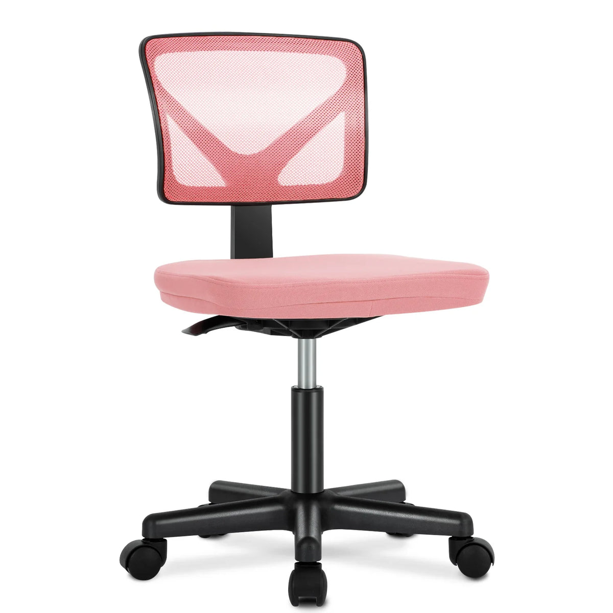 JHK Mesh with Lumbar Support Armless Office Chair Low Back with Wheels Adjustable Height 360° Rolling Swivel Computer