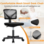 JHK Mesh with Lumbar Support Armless Office Chair Low Back with Wheels Adjustable Height 360° Rolling Swivel Computer