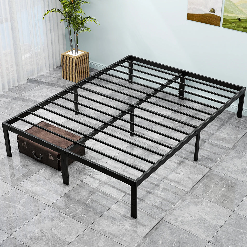 JHK Metal Platform 16IN Tall Basic Bed Frame Sturdy Steel Heavy Duty with Storage Space Bedroom Frames Slat Support