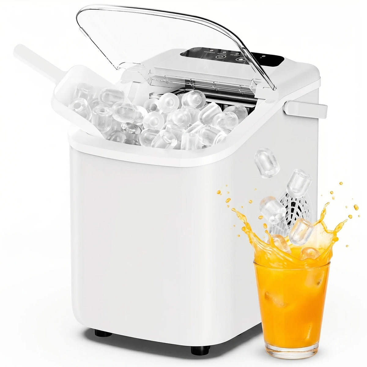 JHK Small Portable Ice Machine Countertop Ice Maker with Scoop Basket and Handle 9 Ice Cubes Ready in 6 Mins 26.5lbs