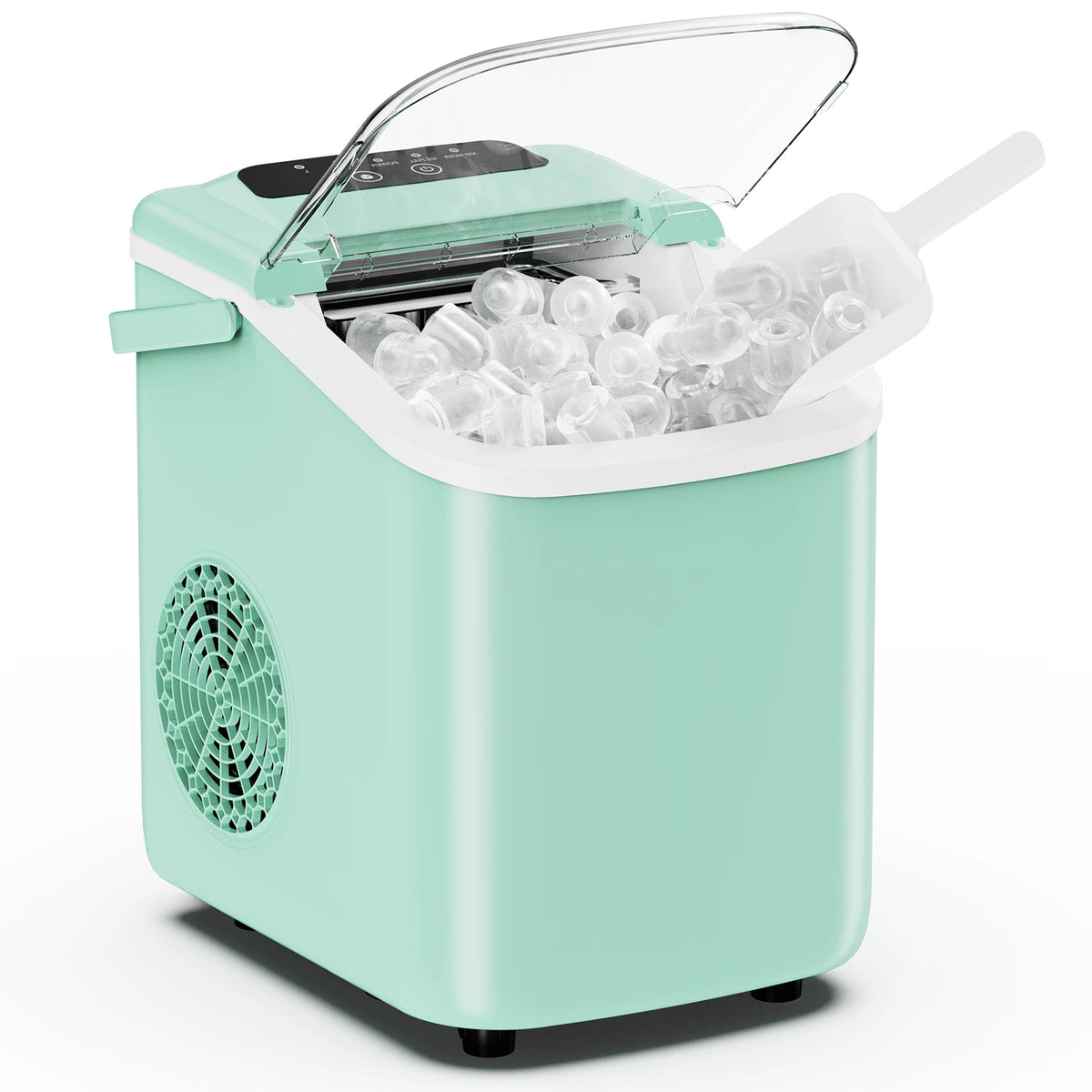 JHK Small Portable Ice Machine Countertop Ice Maker with Scoop Basket and Handle 9 Ice Cubes Ready in 6 Mins 26.5lbs