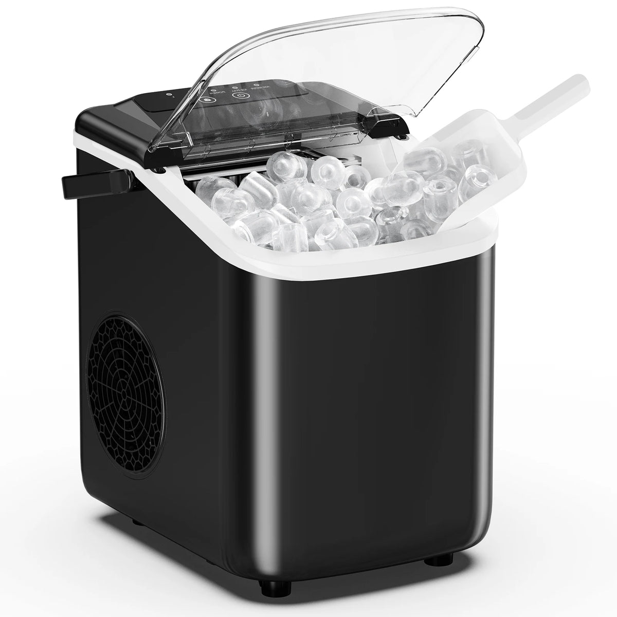 JHK Small Portable Ice Machine Countertop Ice Maker with Scoop Basket and Handle 9 Ice Cubes Ready in 6 Mins 26.5lbs