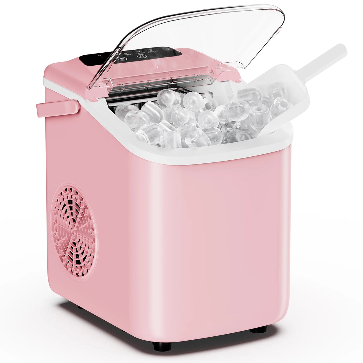 JHK Small Portable Ice Machine Countertop Ice Maker with Scoop Basket and Handle 9 Ice Cubes Ready in 6 Mins 26.5lbs