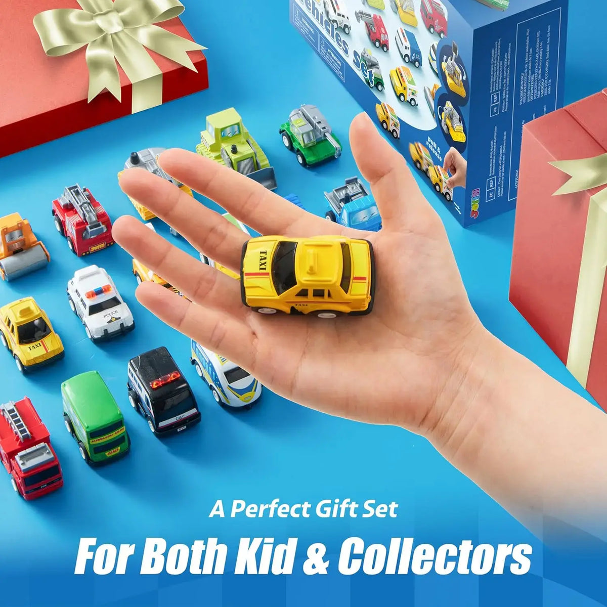 JOYFY 18 Pcs Pull Back City Cars and Trucks Toy Vehicles Set Friction Powered Cars for Kids Best Birthday Christmas Gifts - Nexvibe