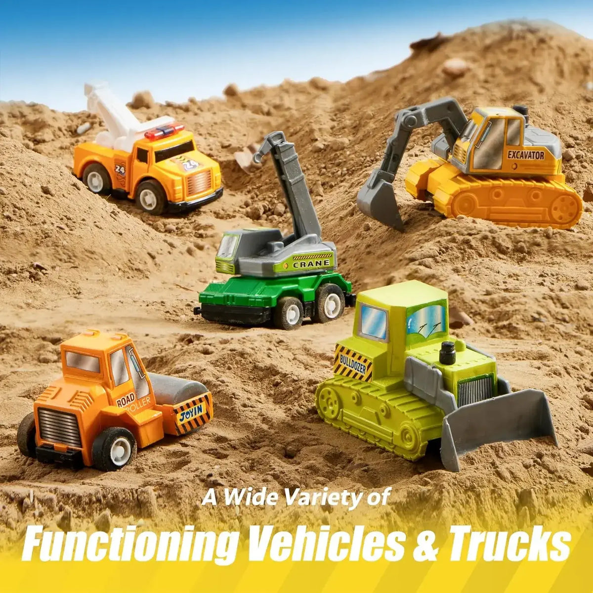 JOYFY 18 Pcs Pull Back City Cars and Trucks Toy Vehicles Set Friction Powered Cars for Kids Best Birthday Christmas Gifts - Nexvibe