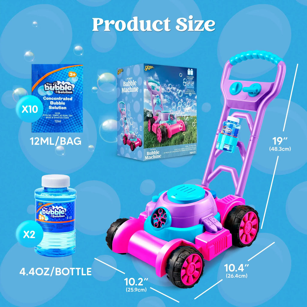 JOYFY Bubble Lawn Mower Bubble Machine Summer Outdoor Toys Pink Bubble Blower for Kids 3-6 Birthday Gifts - Nexvibe