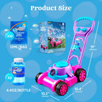 JOYFY Bubble Lawn Mower Bubble Machine Summer Outdoor Toys Pink Bubble Blower for Kids 3-6 Birthday Gifts - Nexvibe