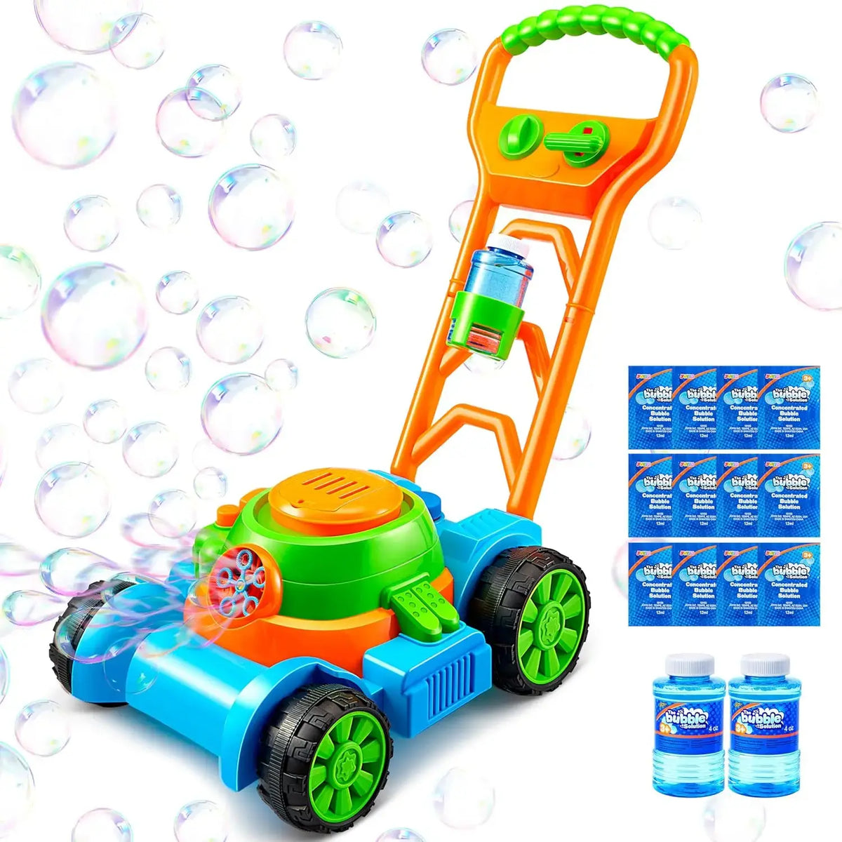 JOYFY Bubble Lawn Mower Bubble Machine Summer Outdoor Toys Pink Bubble Blower for Kids 3-6 Birthday Gifts - Nexvibe